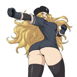 ass black_panties blonde_hair blue_eyes kolin ozkh punch street_fighter thighhighs thong upskirt