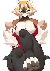 amber_eyes anthro arknights aspirindabaitu big_breasts breasts chinese_clothes female furry glasses looking_at_viewer mx99926 smile solo solo_female tagme tiger tiger_girl waai_fu_(arknights)