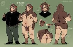 anthro chubby cute_male furry male_focus mature_male pinnipeen priest reference_image reference_sheet sacrilegious sheep