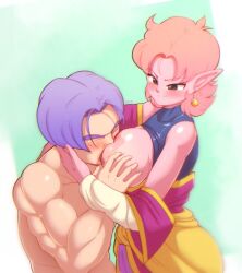 big_breasts breast_sucking breasts chronoa clothed_female core_person dragon_ball dragon_ball_heroes dragon_ball_super dragon_ball_xenoverse dragon_ball_z earrings female kaioshin kaioshin_of_time male mrmlix muscles pink_hair pink_skin potara_earrings saiyan shortstack sucking sucking_nipples supreme_kai supreme_kai_of_time trunks_briefs