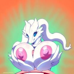 animated anthro big_breasts dragon female_dragon female_pokemon game_freak human legendary_pokémon nipples orange-peel paizuri pokémon_(species) pokemon reshiram tagme titjob