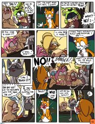 2_tails afrosoricid amy_rose anthro bat blue_eyes blue_eyeshadow blush canid canine clothed clothing comic covering covering_breasts covering_crotch covering_self cream_the_rabbit dialogue english_text eulipotyphlan eyeshadow female fox fur genitals group hedgehog hi_res idw_comics idw_publishing lagomorph lemur leporid makeup male male/female mammal mobian_(species) multi_tail nude page_32 penis primate rabbit rouge_the_bat sega shaking sonic_(series) sonic_the_hedgehog_(comics) sonic_the_hedgehog_(idw) sonic_the_hedgehog_(series) strepsirrhine surge_the_tenrec tails tangle_the_lemur tenrec text theenfman yellow_body yellow_fur