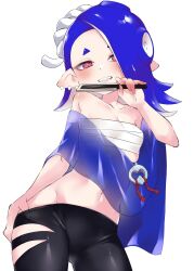 blue_hair blushing clothed clothing nintendo octoling pengin_maru shiver_(splatoon) splatoon splatoon_3 tagme