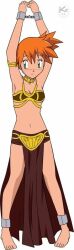 armlet armpits arms_up armwear bare_arms bare_legs bare_midriff bare_shoulders bare_thighs barefoot big_eyes bikini bikini_top blush bra bracelet breasts brown_loincloth chained chained_ankles chained_up chained_wrists chains cleavage clothed clothed_female clothing collar cosplay crossover_cosplay embarrassed eyelashes feet female_only femsub forced full_body ginger_hair gold_bikini gold_bikini_top gold_bracelet gold_collar golden_bracelet golden_collar green_eyes kasumi_(pokemon) light-skinned_female light_skin loincloth looking_away metal_bikini metal_bra metal_collar midriff mostly_nude neckwear nintendo open_eyes partially_clothed pokemon pokemon_(anime) pokemon_rgby princess_leia_organa_(cosplay) red_hair short_hair short_ponytail shorts simple_background slave slave_bikini slave_collar slave_leia_(cosplay) slave_outfit slavegirl small_breasts solo standing star_wars submissive white_background