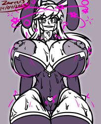 breasts_out bunnysuit hi_res huge_breasts hypnosis large_ass long_hair metroid mind_control monochrome nintendo ponytail ringed_eyes samus_aran sweating thick_thighs thighhighs tongue_out wide_hips zarvex3