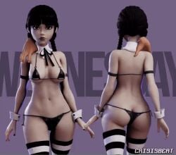 1girls 3d animated ass ass_cleavage bangs bikini black_hair braids breasts butt_crack casual clothing crisisbeat female gif goth goth_girl human jenna_ortega jiggle jiggling_breasts legwear long_hair looking_at_viewer loop medium_breasts micro_bikini multiple_views neckwear pale_skin sideboob stockings swimwear the_addams_family thigh_gap thighs thing_(addams_family) thong twin_braids underboob walking watermark wednesday_addams wristwear