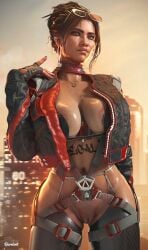 1girls 3d big_breasts cd_projekt_red cyberpunk cyberpunk_2077 dark-skinned_female female female_only hair_bun hairbun hoop_earrings panam_palmer ravelent sci-fi science_fiction scifi solo solo_female tagme thick_thighs