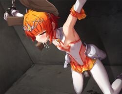 1boy 1girls armpits blowjob bondage censored chains cum cum_drip cum_in_mouth cum_on_face defeated empty_eyes female forced_blowjob forced_fellatio forced_oral hairband head_grab knight_armor magical_girl male orange_eyes orange_hair penis purinpu restrained sex_toy short_hair skirt tight_clothing vibrator vibrator_in_pussy vibrator_under_clothes vibrator_under_panties white_legwear