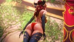 1girls 3d 4k alexstrasza back_view bikini bikini_bottom bikini_top blizzard_entertainment choker clothed dragon dragonflight female female_only gloves horn horns noname55 pointy_ears red_hair solo_female world_of_warcraft