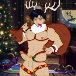 1boy anime_style ariesknight bara bishoujo_senshi_sailor_moon bodybuilder christmas digital_drawing holidays human lgbt_pride male male_only mamoru_chiba muscle muscular muscular_male penis photoshop solo