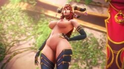 1girls 3d 4k alexstrasza blizzard_entertainment choker dragon dragonflight erect_nipples exposed_breasts exposed_pussy female female_only functionally_nude hand_on_hip horns looking_at_viewer looking_down naked_gloves naked_stockings noname55 partially_clothed pointy_ears red_hair solo_female world_of_warcraft