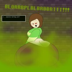 1girls ass ass_cleavage ass_focus big_ass big_butt brown_hair brown_pants bubble_ass bubble_butt butt butt_crack chara fart fart_cloud fart_fetish farting farting_at_viewer fat_ass fat_butt female female_only full_of_gas gassy green_shirt huge_ass huge_butt memphisdx red_eyes tease teasing thick thick_ass thick_thighs toby_fox undertale undertale_(series)