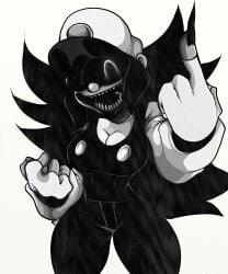 big_breasts creepy_smile creepypasta evil_smile female friday_night_funkin gb_(marios_madness) golden_land mario.exe mario_(series) marios_madness monochrome nintendo rule_63 thick_thighs