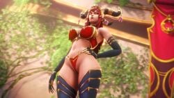 1girls 3d 4k alexstrasza bikini bikini_bottom bikini_top blizzard_entertainment choker clothed dragon dragonflight female female_only gloves horns looking_at_viewer looking_down noname55 pointy_ears red_hair solo_female warcraft world_of_warcraft