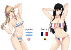 1futa 1girls argentina argentinian bangs big_breasts bikini black_hair blush breast_size_difference breasts clothed clothing duo facebook female flaccid flag_bikini france french futanari hair_ornament hairband hands_behind_head human human_only light-skinned_female light-skinned_futanari light_skin long_hair mostly_nude national_personification nut-chan original penis_bulge penis_in_ass penis_under_clothes ponytail standing touching_hair xtermination