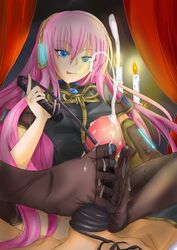 cum feet femdom footjob footjob_with_legwear legwear megurine_luka penis stockings thighhighs unseen_male_face vocaloid whip