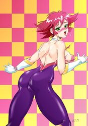 1girls 2006 android artist_request ass blush bodysuit breasts cameltoe choker cutie_honey cutie_honey_(character) dated female gloves honey_kisaragi large_breasts light-skinned_female light_skin magical_girl nipples red_hair short_hair