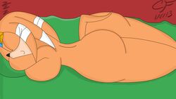 2013 2d ass bed big_breasts breasts chrono-fur echidna female mobian mobian_(species) mobian_echidna nude pillow sega sideboob sleeping smile sonic_(series) sonic_adventure sonic_the_hedgehog_(series) tikal_the_echidna