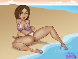 1girls beach bikini bonnie_rockwaller disney female female_only human kim_possible pussy solo straight_hair tagme toon-party