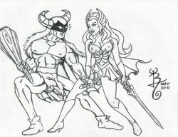 1boy 1futa 2010 black_and_white crossover futa_on_male futanari handjob intersex masters_of_the_universe mighty_mightor princess_adora rlg she-ra she-ra_princess_of_power sketch