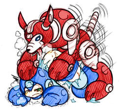 human male mega_man mega_man(classic) mega_man_(character) multiple_males rush_(mega_man) tagme yaoi zoophilia