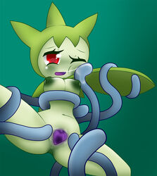 anus breasts female green_nipples green_skin grope imminent_rape inverted_nipples pokemon pokemon_(species) pokephilia puffy_nipples purple_pussy pussy razzberri red_eyes roselia spread_legs spread_pussy tangela tentacle tentacle_rape