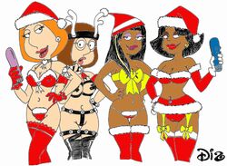 christmas crossover dark-skinned_female dark_skin daughter dis donna_tubbs family_guy female female_only human lois_griffin meg_griffin milf mother_and_daughter multiple_females multiple_girls roberta_tubbs the_cleveland_show thighhighs