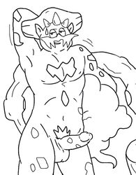 1boy artist_request erection game_freak landorus line_art male male_only nintendo nude penis pokemon pokemon_bw solo source_request sweatdrop year_request