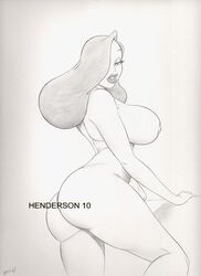 ass disney female female_only henderson human jessica_rabbit monochrome nipples solo who_framed_roger_rabbit