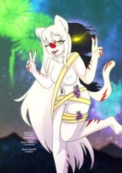 1girls animal_ears anthro cat_ears cat_tail countryhumans countryhumans_girl imsact japan_(countryhumans) long_hair new_year shadow tagme white_body white_hair white_skin