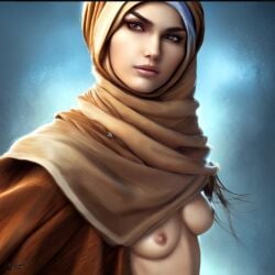 ai_generated breasts exposed_breasts female hijab muslim