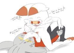 absurd_res anthro balls blush brother brothers clothed clothing duo erection erection_under_clothing foreskin generation_8_pokemon genitals hi_res incest_play lagomorph leporid male male/male mammal nintendo penis penis_slap pinned pokémon_(species) pokemon pokemon_(species) pubes rabbit raboot scorbunny sibling slap twerpishimp video_games