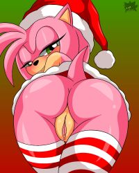 1girls 2020s 2022 amy_rose animal_ears anthro anthro_only anthrofied anus ass ass_focus bedroom_eyes big_ass black_nose bottomless bubble_ass bubble_butt butt_focus christmas christmas_clothing christmas_headwear clothed clothing costume digital_drawing_(artwork) digital_media_(artwork) eulipotyphlan eyelashes female female_focus female_only genitals going_commando green_eyes hairband half-closed_eyes hat headgear headwear hedgehog hedgehog_girl hi_res holidays huge_ass huge_butt legwear looking_at_viewer looking_back mammal multicolored_fur narrowed_eyes pink_fur pink_hair plump_ass presenting presenting_anus presenting_ass presenting_genitalia presenting_hindquarters presenting_pussy presenting_vagina pussy round_ass round_butt santa_costume santa_hat seductive_eyes seductive_look seductive_smile sega sirjzau smile solo solo_female solo_focus sonic_(series) sonic_team sonic_the_hedgehog_(series) stockings tail tan_fur thick thick_ass thick_thighs twitter two_tone_fur vagina video_games wide_hips