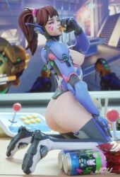 1girls 3d 3d_(artwork) alternate_costume big_ass big_butt blizzard_entertainment breasts brown_eyes brown_eyes_female brown_hair brown_hair_female d.va female female_only gamer_girl jdv looking_at_viewer nipples overwatch overwatch_2 partially_clothed solo_female