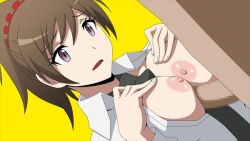 assassination_classroom atelier_gons big_breasts breasts brown_hair censored cute_face dick penis penis_between_breasts penis_in_breasts ponytail purple_eyes yada_touka