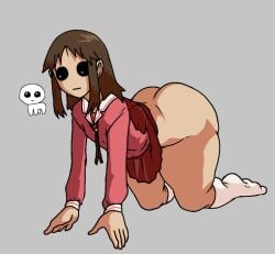 1girls all_fours artist_name artist_signature ass autism_creature azumanga_daiou big_ass big_butt bottom_heavy huge_ass osaka_ayumu_kasuga seifuku self_upload shitpost skirt skirt_lift skirt_up small_breasts solo solo_female tbh_(character) tbh_creature thick_thighs wiirart yippee