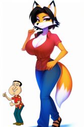 1girls ai_generated anthro big_breasts breasts family_guy fox fox_girl furry glenn_quagmire mtf_transformation nai_diffusion reference_image stable_diffusion tagme wide_hips