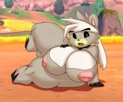 1girls anthro bear ber00 big_breasts black_nose blue_eyes chizuru_(deadpliss) completely_nude deadpliss female female_only grey_fur kubfu legs_up nipples nude nude_female on_side original original_character pokémon_(species) pokemon shortstack solo wide_hips