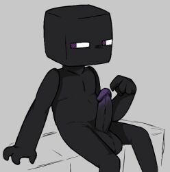 enderman gay locitony looking_back male male_only microsoft minecraft penis purple_eyes showing_off_penis simple_background sitting