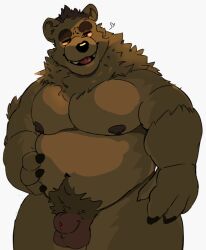 2022 anthro balls bear belly big_belly brown_body genitals kyutka3 male mammal moobs nipples overweight overweight_male penis solo