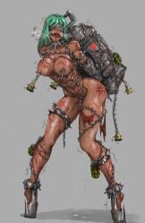 1girls ahe_gao barbed_wire bleeding blood bondage chains chaos_(warhammer) crying darktide female female_only green_hair grenade khorne khorne_mark poxburster predicament_heels scar scars sirpetus slaanesh slaanesh_mark slave slavegirl solo solo_female sweat warhammer_(franchise) warhammer_40k