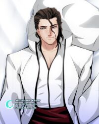 aizen_sousuke anime_style bleach bodypillow dakimakura dakimakura_design handsome husband looking_at_viewer male male_only mitgard-knight sfw shinigami solo_male sosuke_aizen