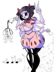 1girls 2022 2d cleavage clothed clothing female female_focus frisk fully_clothed humanoid muffet multi_arm multi_eye multi_limb osakana2gou purple_skin spider spider_girl standing tagme thick_thighs underboob undertale undertale_(series) wide_hips