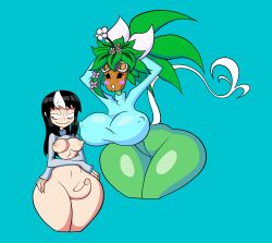 1futa 1girls absurd_res areolae blaster_master bottom_heavy bottomless breasts clothed clothing duo erection female futa_sans_balls futanari huge_ass huge_hips humanoid humanoid_penis kanna_(blaster_master) light-skinned_futanari light_skin mob_face mostly_nude nipples noss_the_nosferatu_(crap-man) partially_clothed penis plant plant_girl plantie self_upload shy sparkdragonworld97 standing thick_thighs wide_hips