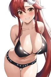 1girls absurdres ai_generated big_breasts bikini breasts female jasony light_skinned_female long_hair ponytail red_hair smile tengen_toppa_gurren_lagann thick_thighs yoko_littner