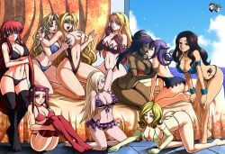 10girls 6+girls akiza_izinski blair_(soul_eater) bleach blonde_hair bra breasts brown_hair cana_alberona clothing code_geass commission crossover dark-skinned_female dress fairy_tail female female_only freezing_(series) groping high_school_dxd ino_yamanaka izayoi_aki jadenkaiba kazetsubaki_kuriko large_breasts long_hair maburaho milly_ashford multiple_girls naruto naruto_(series) navel panties red_hair rias_gremory satellizer_el_bridget sekirei shihouin_yoruichi soul_eater stockings take_your_pick tattoo tsukiumi underwear yu-gi-oh! yu-gi-oh!_5d's yuri