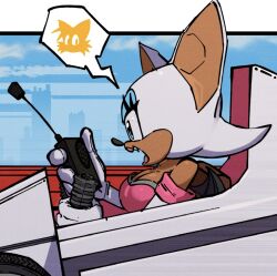 breasts breasts_visible_through_clothing car rouge_the_bat sonic_(series) sonic_the_hedgehog_(series) tails tighesammy