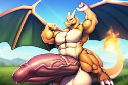 abs ai_generated anthro balls biceps charizard furry hyper hyper_balls hyper_genitalia hyper_penis hyper_testicles male male_focus male_only muscles muscular muscular_arms muscular_ass muscular_back muscular_legs muscular_male muscular_thighs nipples pecs penis pokémon_(species) pokemon pokemon_(species) testicles veins veiny_penis