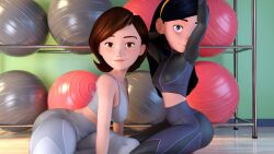 2girls 3d 3d_(artwork) ass athletic athletic_female big_ass big_breasts black_hair bottom_heavy breasts brown_hair bubble_ass bubble_butt busty daughter disney eyebrows eyelashes eyes female female_only fit fit_female hair helen_parr heroine hips hourglass_figure huge_ass human large_ass legs light-skinned_female light_skin lips long_hair medium_breasts milf mother mother_and_daughter petite pixar short_hair slim slim_waist small_breasts straight_hair the_incredibles thick thick_hips thick_legs thick_thighs thighs top_heavy upper_body violet_parr voluptuous vtemp waist wide_hips