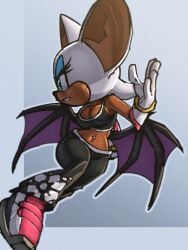 belly_button_piercing belly_exposed breasts dark-skinned_female dark_skin hips rouge_the_bat rouge_the_bat_(olympic_games) rouge_the_rider sonic_(series) sonic_the_hedgehog_(series) tighesammy